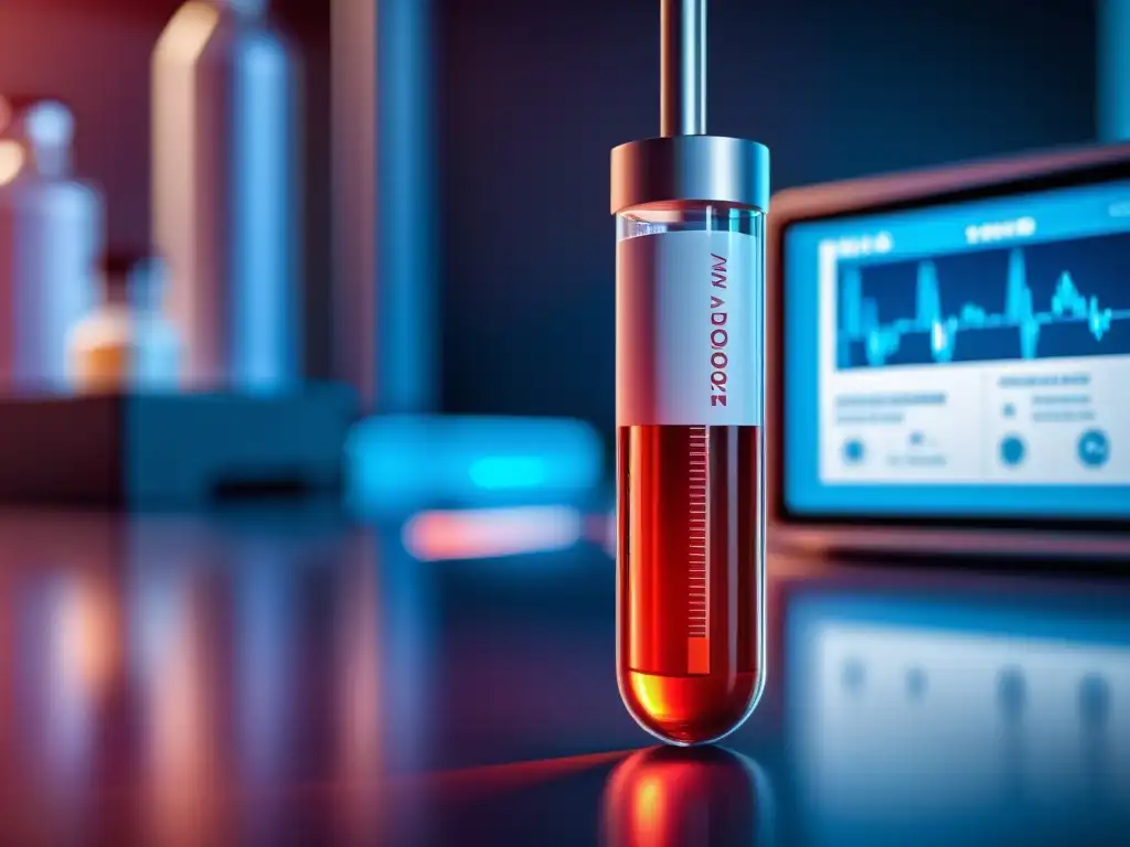 Análisis de muestra de sangre con equipo de alta tecnología