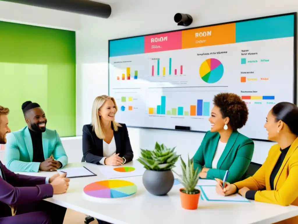 Consulta nutricional de grupo con experto en ambiente moderno Un asesoramiento nutricional para inmunidad en un ambiente profesional y acogedor, con un grupo diverso consultando con la nutricionista