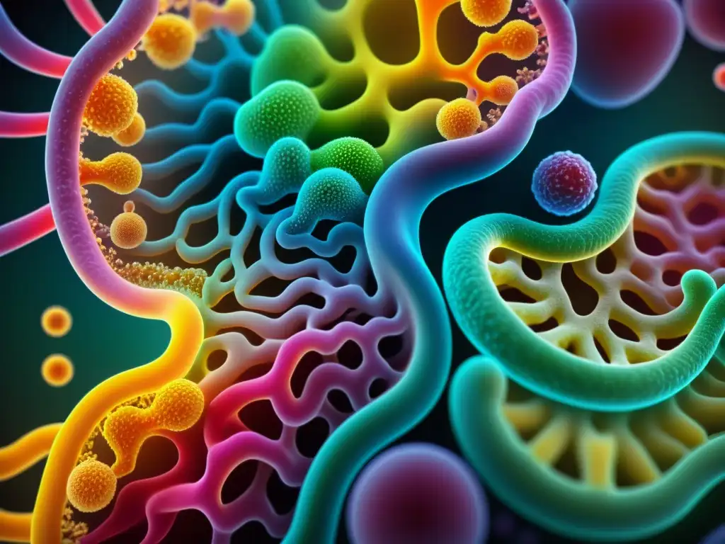Microbiota intestinal: Ecosistema vibrante en alta definición Una asombrosa imagen en 8k muestra la importancia de la diversidad bacteriana en el sistema inmune, con un ecosistema vibrante en el intestino humano