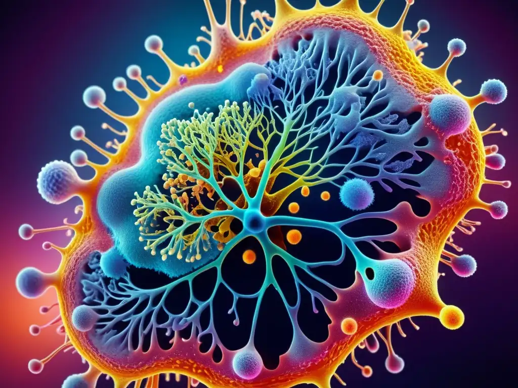 Increíble cartografía celular inmunológica en 8k Avances en cartografía celular del sistema inmune: Detalle 8k de red de células inmunes con marcadores fluorescentes en vibrante representación visual