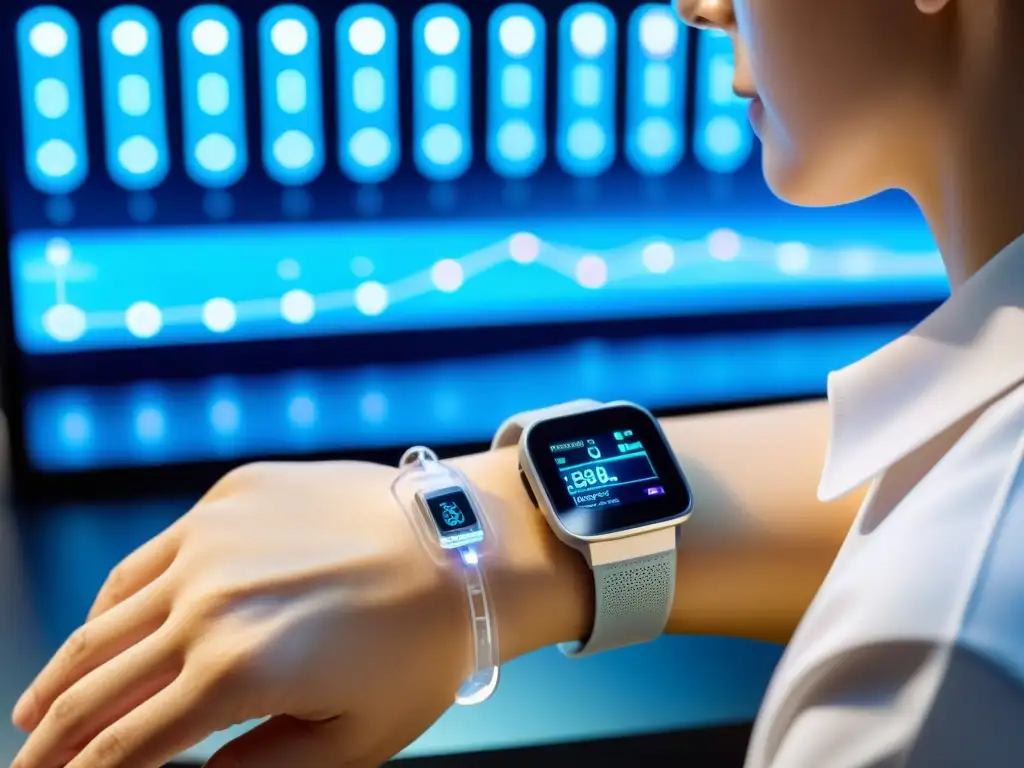 Dispositivo de salud de última generación en laboratorio futurista Avances en sensores wearables detección patógenos: dispositivo de salud moderno y futurista en laboratorio médico