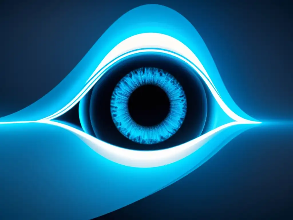 Escáner retinal futurista de alta precisión en azul brillante Avanzada tecnología de escaneo retinal con interface azul brillante, precisión en detección precoz de enfermedades autoinmunes