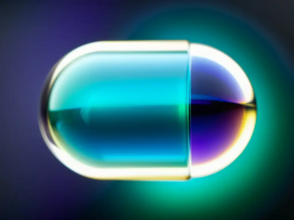 Una cápsula transparente llena de colores vibrantes en gel
