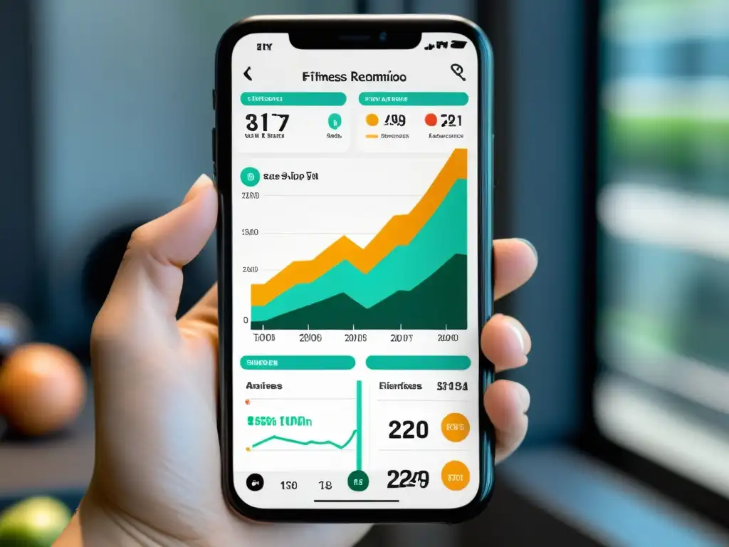 App fitness con gráficos detallados y recomendaciones basadas en evidencia Captura de pantalla de app de fitness con gráficos detallados y recomendaciones basadas en evidencia para dieta y ejercicio