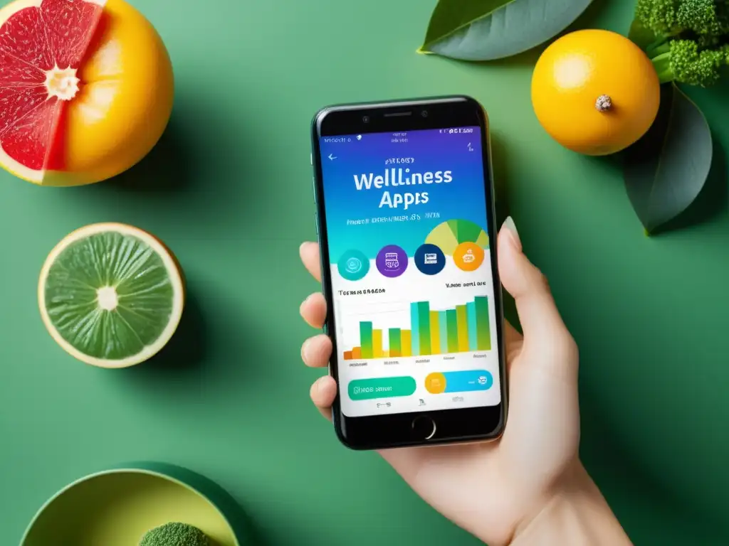 Apps de Salud y Bienestar: Equilibrio y Vitalidad Captura de pantalla de smartphone con apps para fortalecer sistema inmunológico en un entorno moderno y equilibrado, promoviendo bienestar y vitalidad