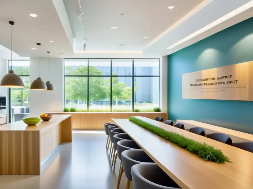 Centro de Salud y Nutrición: Ambiente Sereno y Moderno Centro de nutrición y salud inmune, moderno y sereno, con diseño minimalista y mucha luz natural