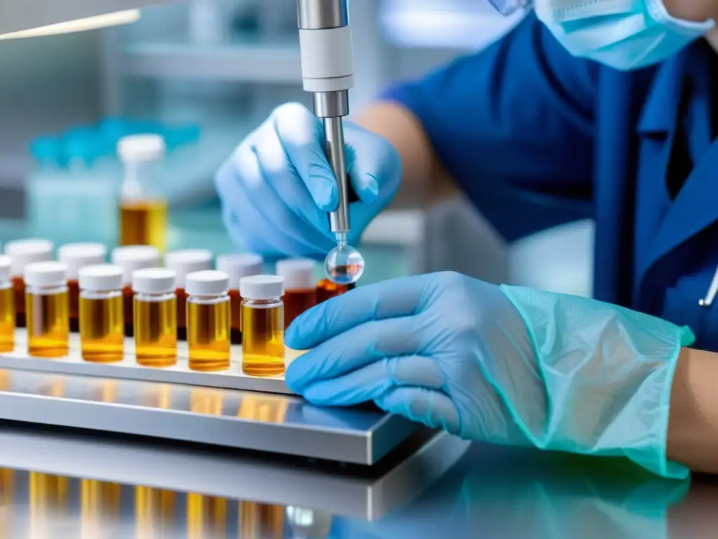 Manipulación precisa de células CART en laboratorio avanzado Un científico manipula con cuidado células CART en un laboratorio de vanguardia