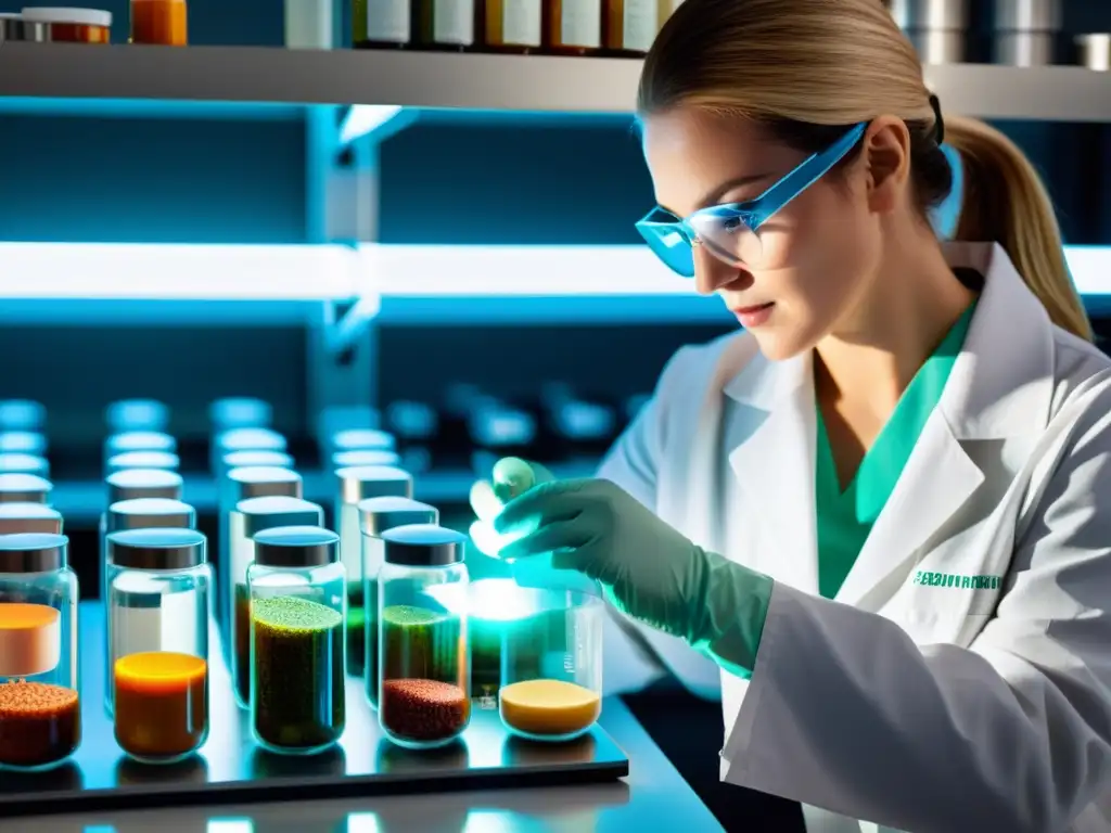 Producción meticulosa de multivitaminas para el sistema inmune Un científico meticuloso elabora suplementos multivitamínicos para respaldar el sistema inmunológico, destacando su importancia