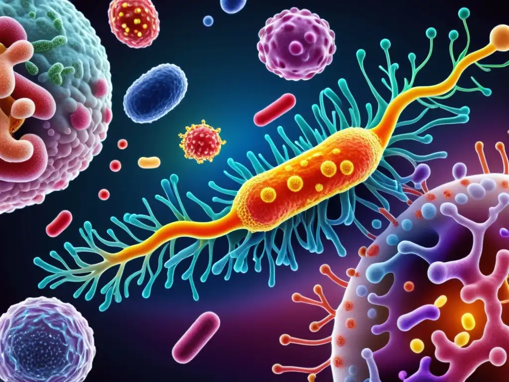 Microbiota intestinal y sistema inmune: una danza vibrante Compleja red de bacterias del microbioma intestinal interactuando con el sistema inmunológico