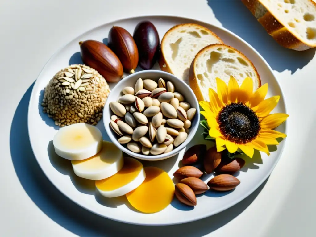 Una composición visualmente impactante de alimentos ricos en selenio, resaltando la importancia del selenio en inmunidad