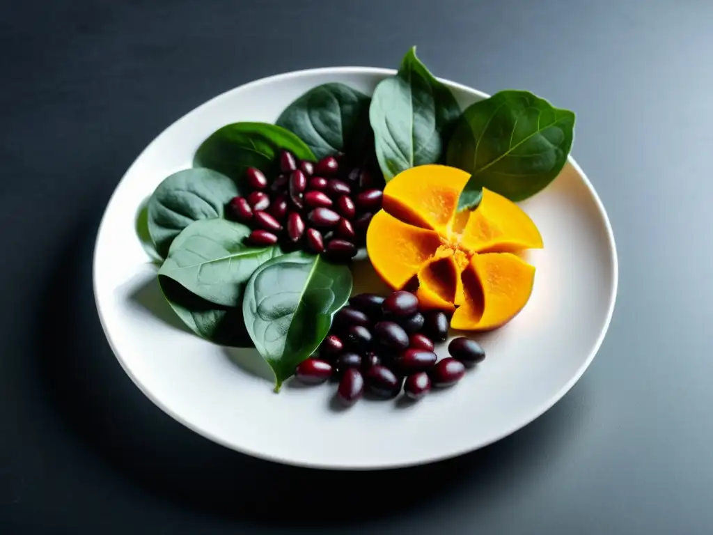 Alimentos ricos en zinc: Detalles vívidos en cerámica blanca Una composición minimalista de fuentes naturales de zinc sobre un plato blanco, resaltando la importancia del zinc en inmunidad
