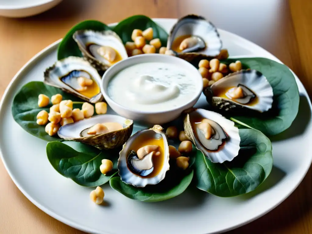 Deliciosos alimentos ricos en zinc: una composición vibrante Una composición vibrante de alimentos ricos en zinc para una alimentación para sistema inmunológico optimizado en un plato moderno
