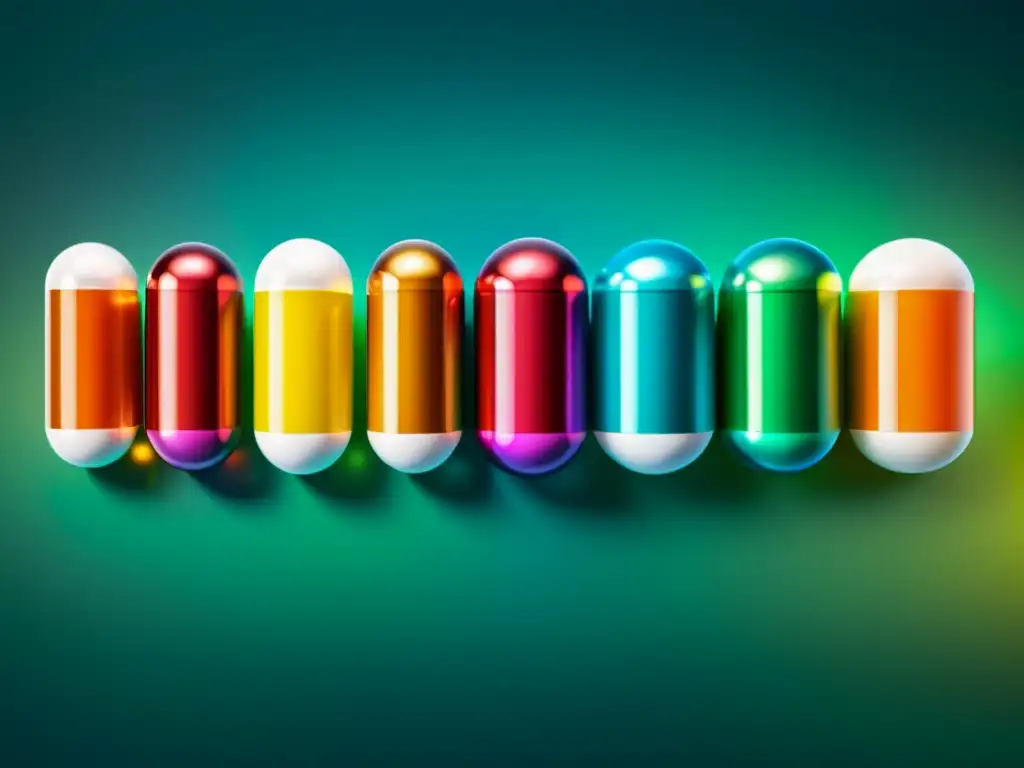 Patrón geométrico de píldoras y cápsulas de suplementos Un conjunto ordenado y colorido de suplementos y vitaminas para sistema inmunológico, en una composición moderna y precisa
