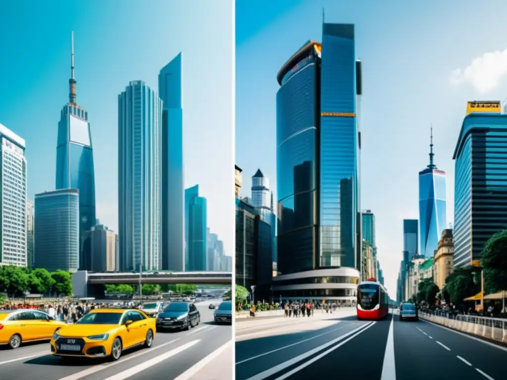 Contraste urbano: prosperidad frente a pobreza Contraste impactante entre ciudad próspera y área empobrecida, poniendo de relieve el impacto de enfermedades infecciosas en sociedades desiguales