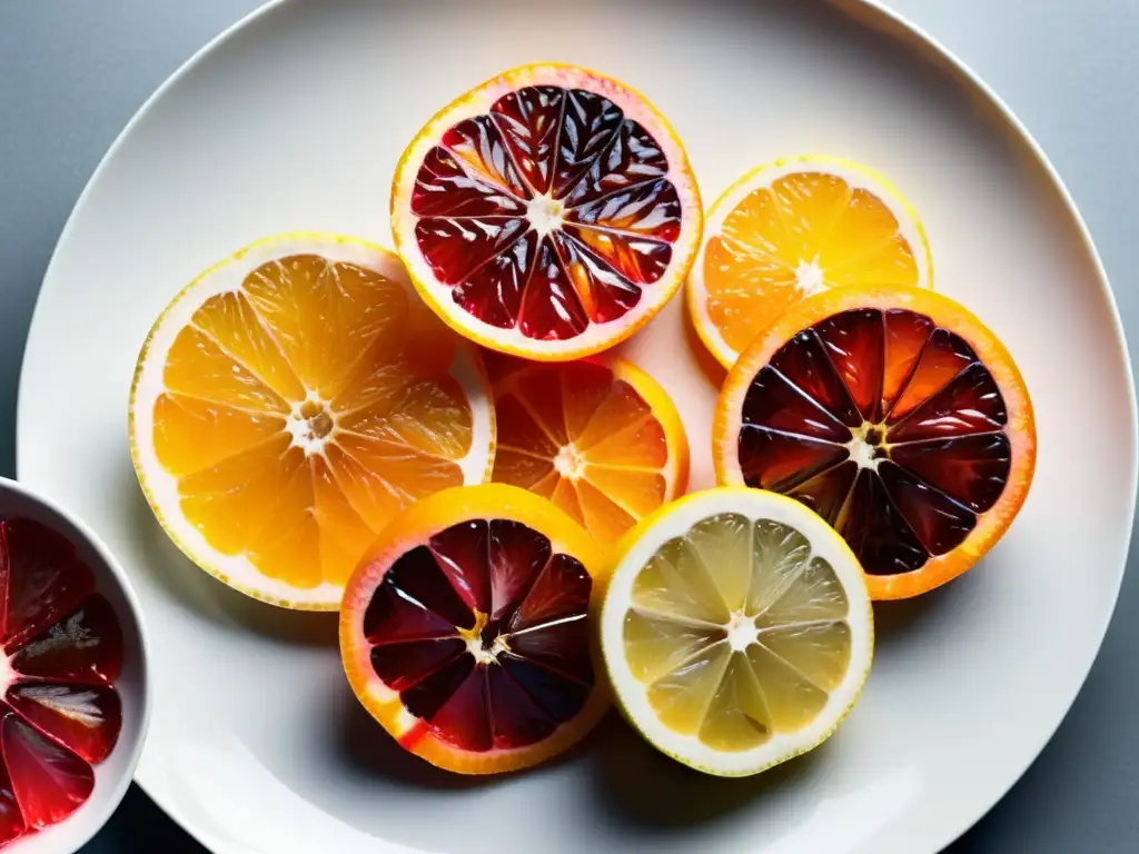Delicioso cítrico: Detalles vibrantes de una ensalada de cítricos Delicioso salad de cítricos con jugos naturales, colores vibrantes y frescura