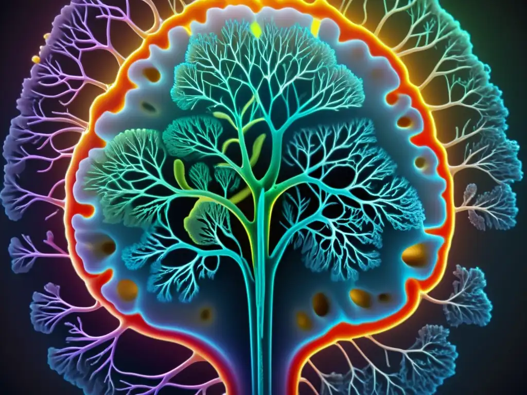 Detalle asombroso del cerebro humano: redes neuronales y sinapsis Detallada representación del cerebro humano, con colores vibrantes resaltando regiones y estructuras