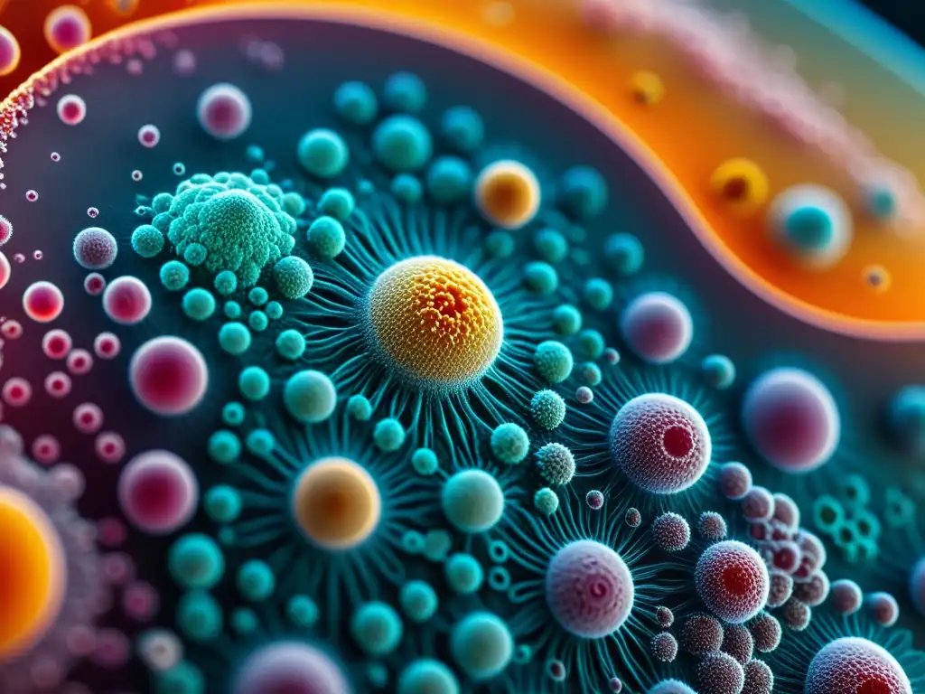 Detallada imagen de células inmunes en actividad bajo microscopio, resaltando la importancia de los chequeos inmunológicos para el plan de salud