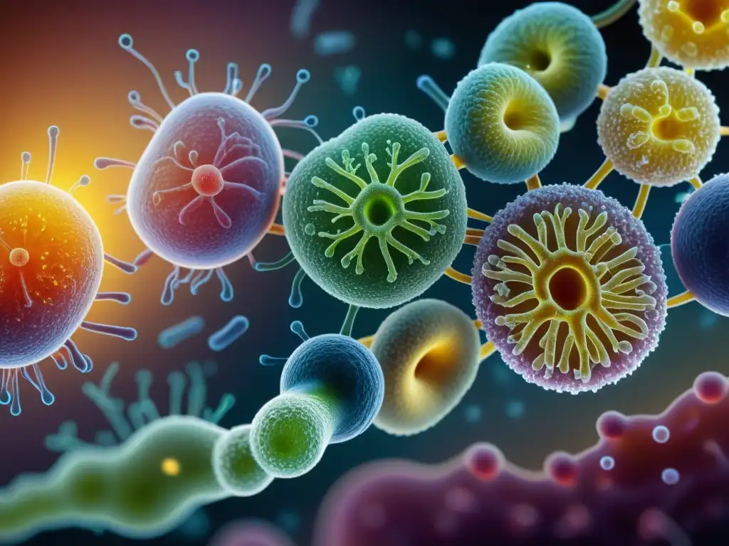 Microbiota intestinal: Impacto del alcohol en detalle Detallada imagen de la microbiota intestinal mostrando los efectos del alcohol en el equilibrio microbiano