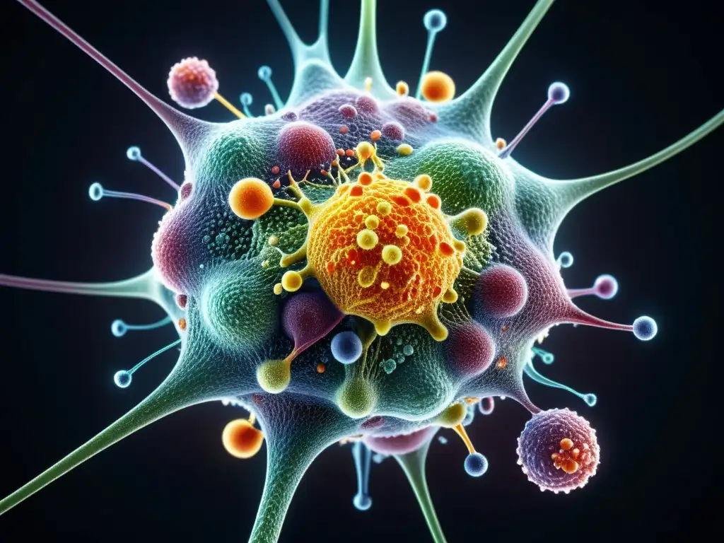 Increíble red de células inmunes en 8k Detallada imagen 8k del sistema inmunológico humano, con células interconectadas vibrantes y complejas