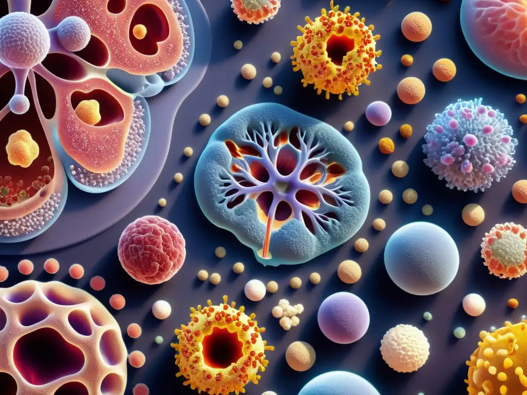 Impacto del estrés crónico en el sistema inmune Detallada imagen 8k del sistema inmunológico humano bajo estrés crónico, mostrando la afectación en células y la salud general