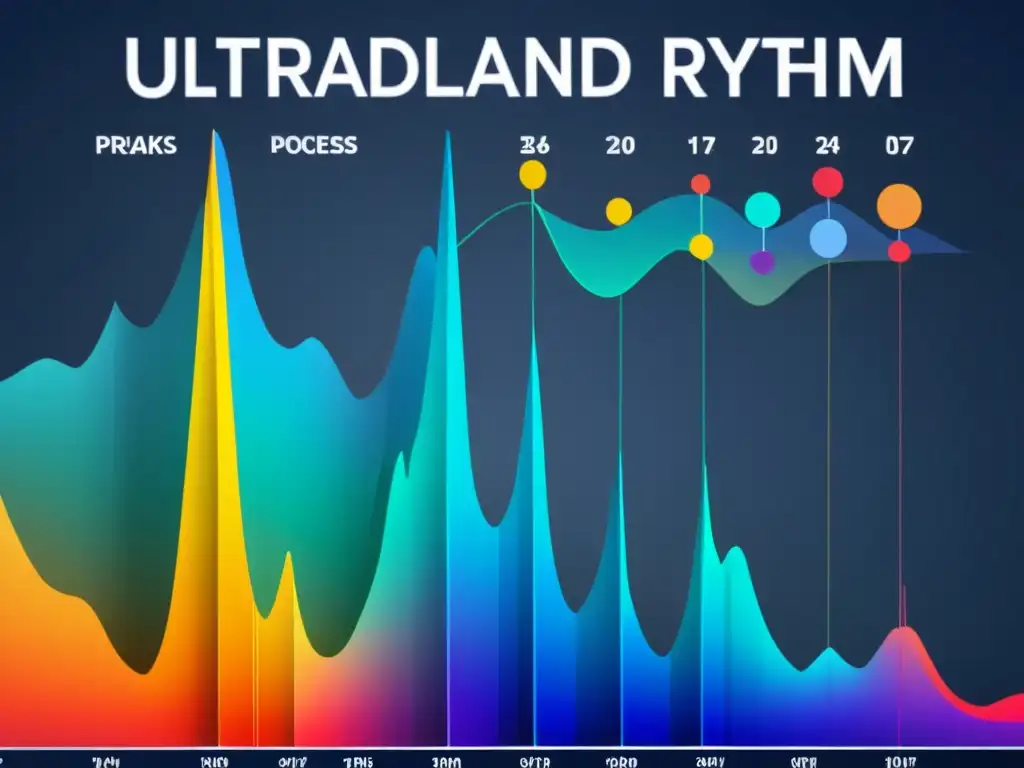 Gráfico detallado del ritmo circadiano humano Detallado gráfico de ritmos biológicos del sistema inmunológico humano en 24 horas, con colores vibrantes y líneas nítidas