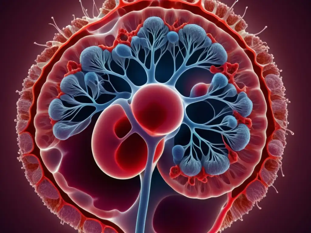 Imagen detallada del bazo humano: estructuras anatómicas y red vascular Detalle asombroso del bazo humano, resaltando su función en inmunidad
