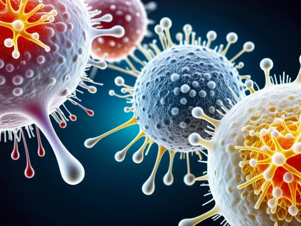 Increíble detalle del sistema inmune humano Detalle asombroso del sistema inmunológico humano, con células blancas, anticuerpos y patógenos