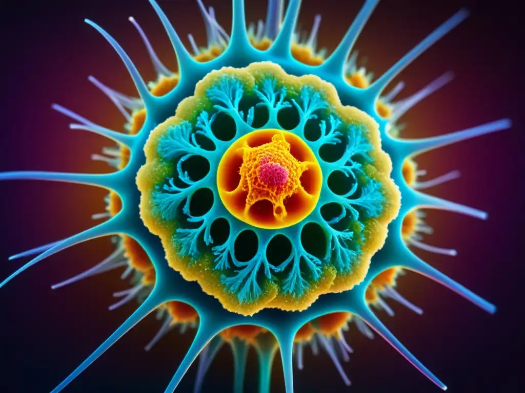 Increíble imagen de una célula inmune y neurotransmisores Detalle de una célula inmune rodeada de neurotransmisores y hormonas del estrés, mostrando el efecto del estrés en el sistema inmunológico