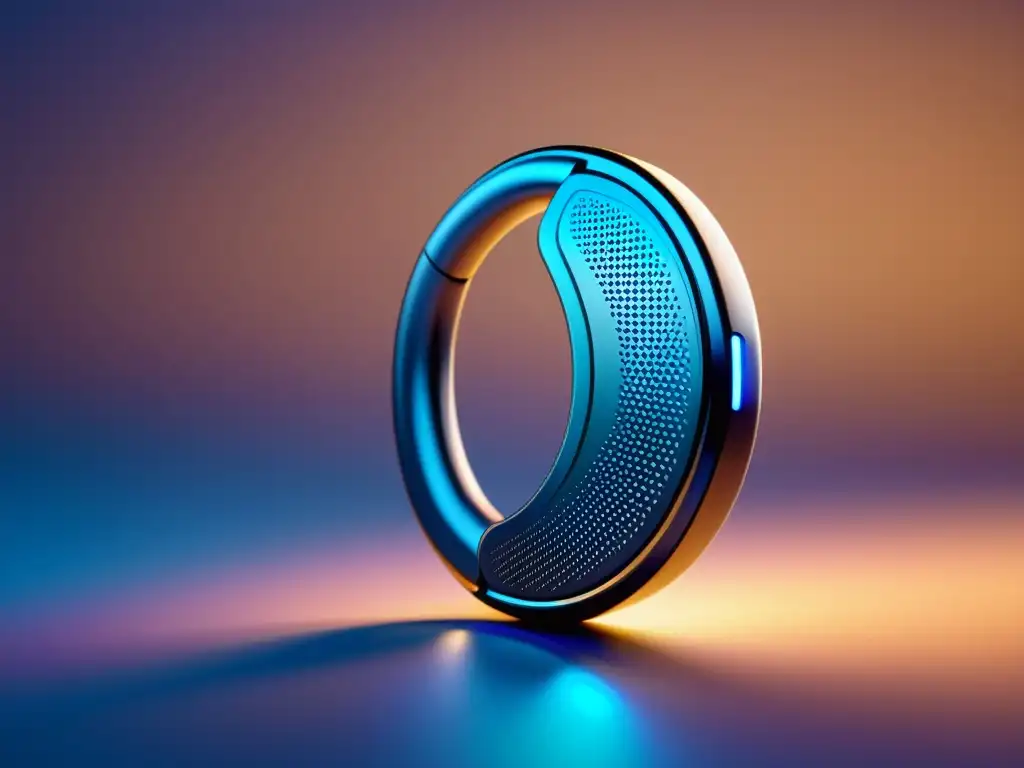 Dispositivo auditivo de vanguardia para salud inmunitaria Detalle de un elegante dispositivo auditivo inmunológico, con diseño sofisticado y tecnología avanzada, destacando su innovación