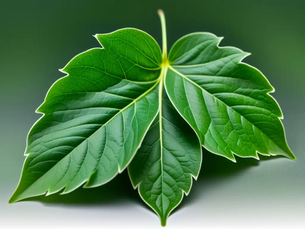 Detalle de hojas de Andrographis paniculata, con venas complejas y bordes dentados, resaltando su belleza natural y propiedades inmunoestimulantes