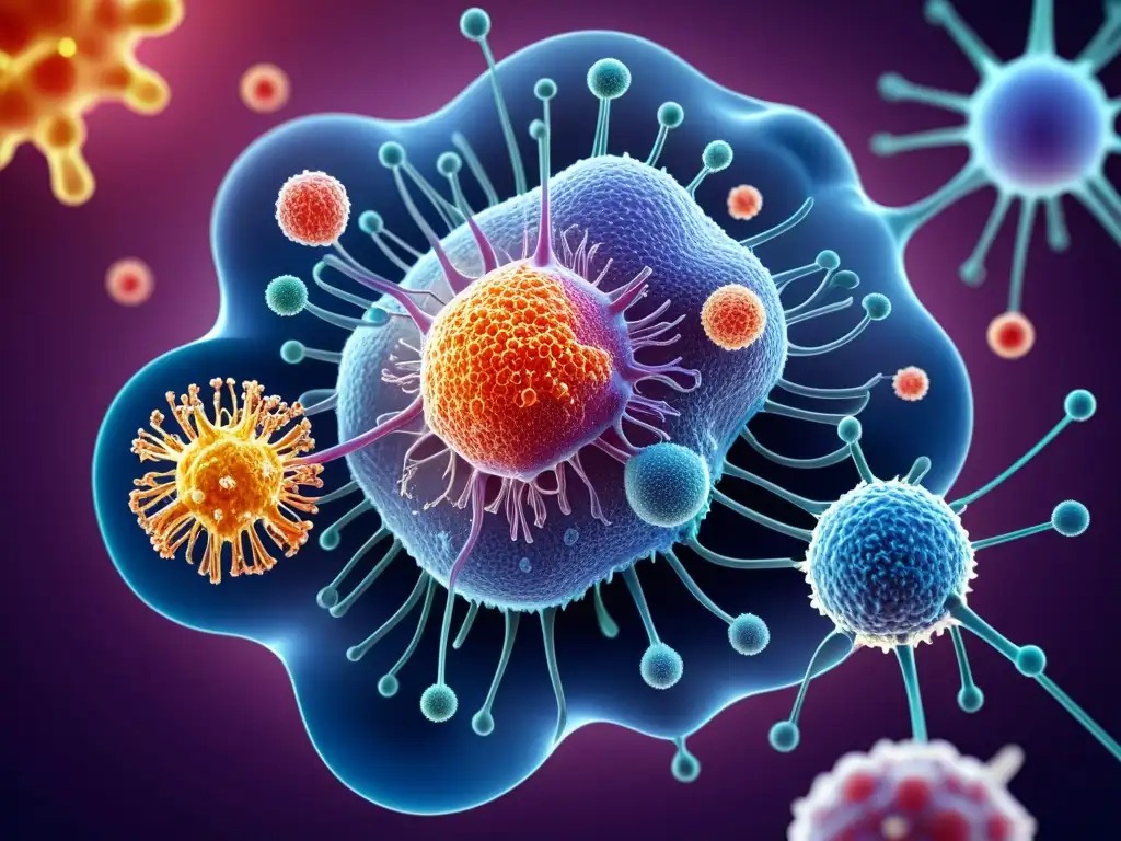 Compleja ilustración del sistema inmune humano Detalle ilustrado del sistema inmunológico humano, mostrando la red de células, tejidos y órganos que defienden el cuerpo contra patógenos