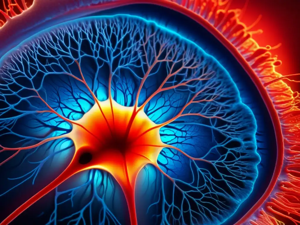 Retina humana en alta resolución: detalles impresionantes Detalle impresionante de la retina humana, revelando estructuras celulares y vasos sanguíneos