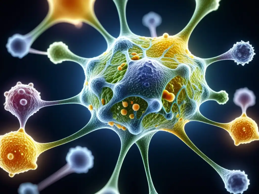 Compleja red inmune en 8k: Adaptación en menopausia y andropausia Detalle impresionante del sistema inmunológico humano durante la menopausia y andropausia