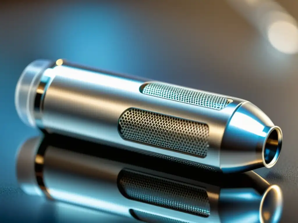 Inhalador médico de diseño moderno y sofisticado Detalle de inhalador médico moderno en plata y blanco