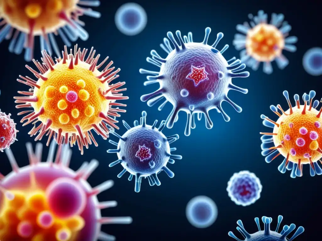 Ataque inmune en tejido sano: detalle microscópico Detalle microscópico de células inmunes atacando tejido sano, revelando las causas ocultas de enfermedades autoinmunes