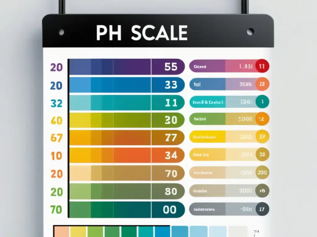 Carta de pH colorida y detallada: moderna y vibrante Detalle de un moderno y vibrante gráfico del pH corporal, clave para la inmunidad