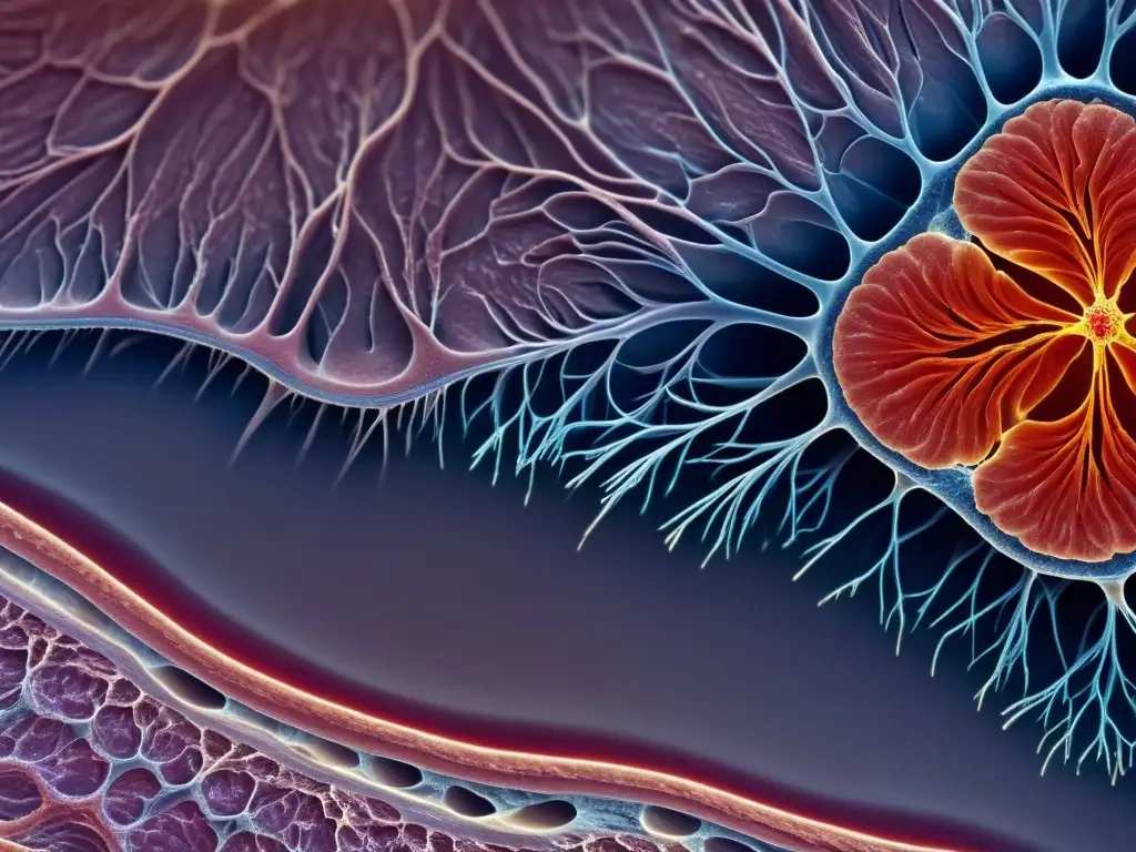 Microestructura muscular: belleza en detalle Detalle de tejido muscular humano en alta definición, resaltando la complejidad y belleza de la musculatura
