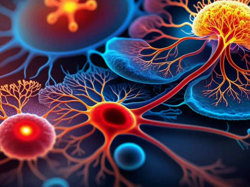 Detalles hipertensión: sistema circulatorio inflamado Detalle 8k del sistema circulatorio de paciente hipertenso, mostrando cómo la presión arterial afecta al sistema inmune