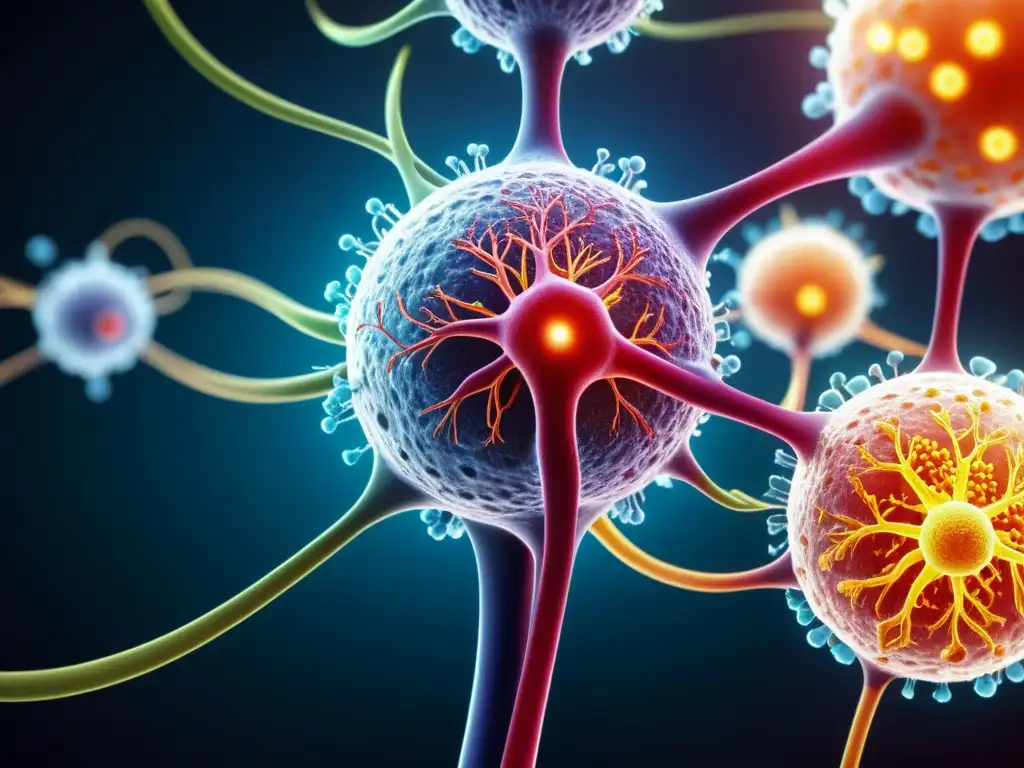 Increíble imagen en 8k del sistema inmunológico humano Detalle en 8k de la anatomía del sistema inmunológico humano: red de ganglios linfáticos, glóbulos blancos y anticuerpos en acción