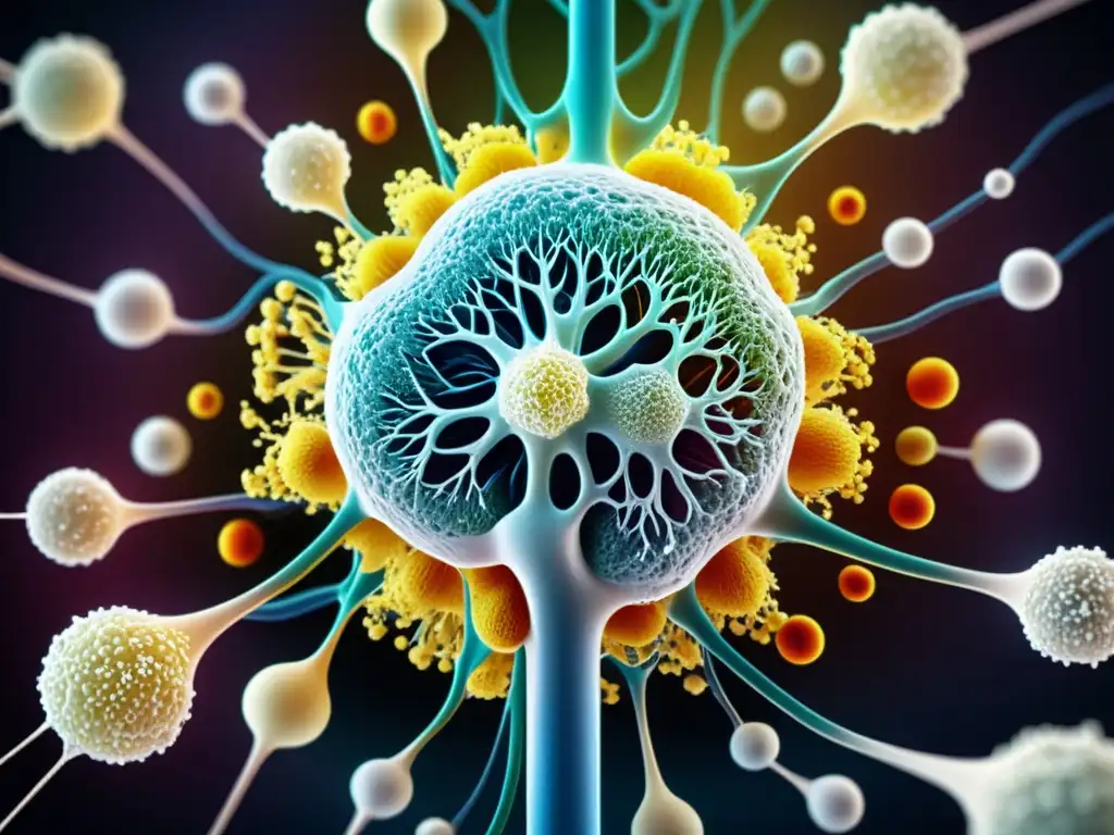 Detalle en 8k del sistema inmunológico humano, con células blancas, ganglios linfáticos y anticuerpos en colores vibrantes y realistas