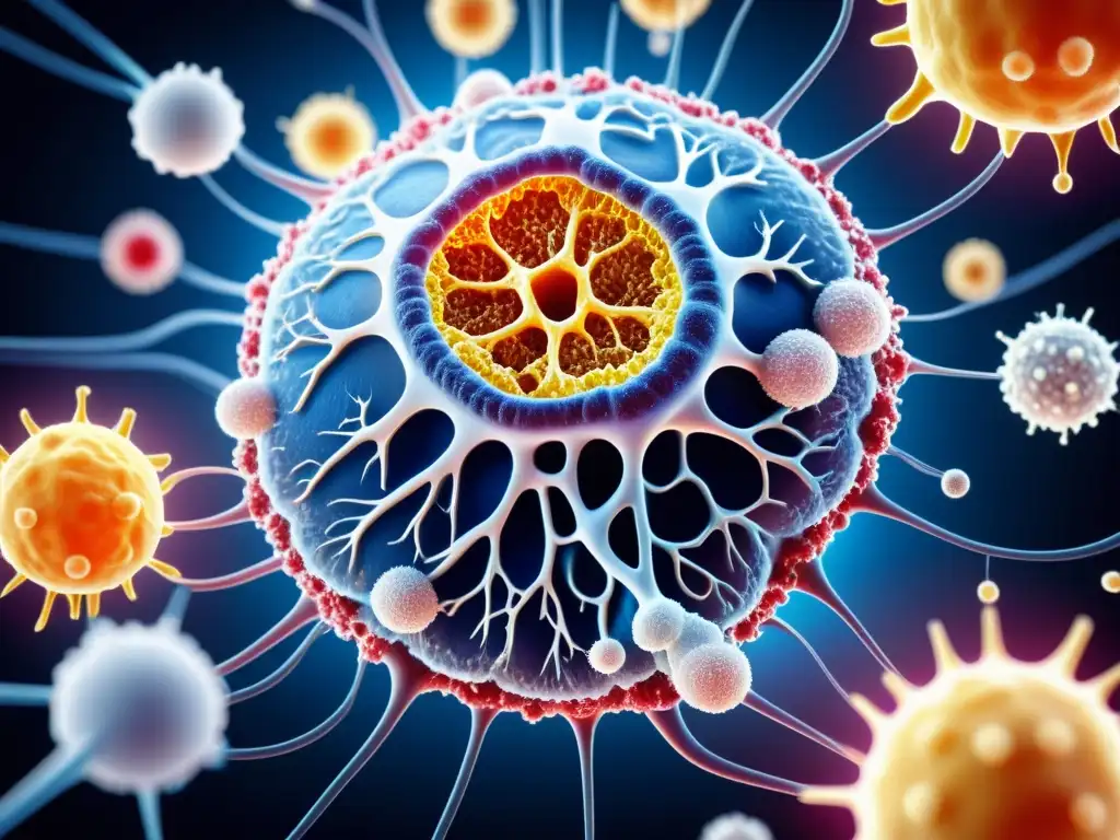 La asombrosa red del sistema inmunológico humano en detalle Detalle 8k del sistema inmunológico humano, destacando la red de ganglios linfáticos, glóbulos blancos y anticuerpos