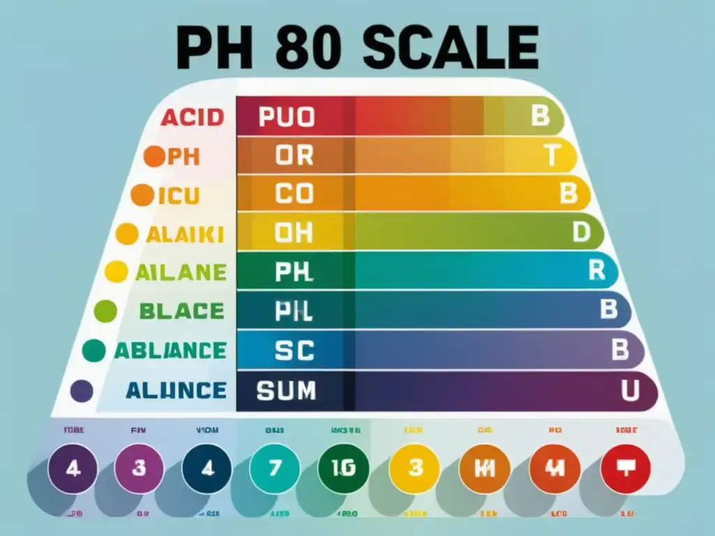 Gráfico de pH detallado en 8k: Equilibrio ácido-alcalino para salud Detalle de una tabla de pH colorida en 8k, que muestra niveles ácidos y alcalinos para la importancia del pH corporal en inmunidad