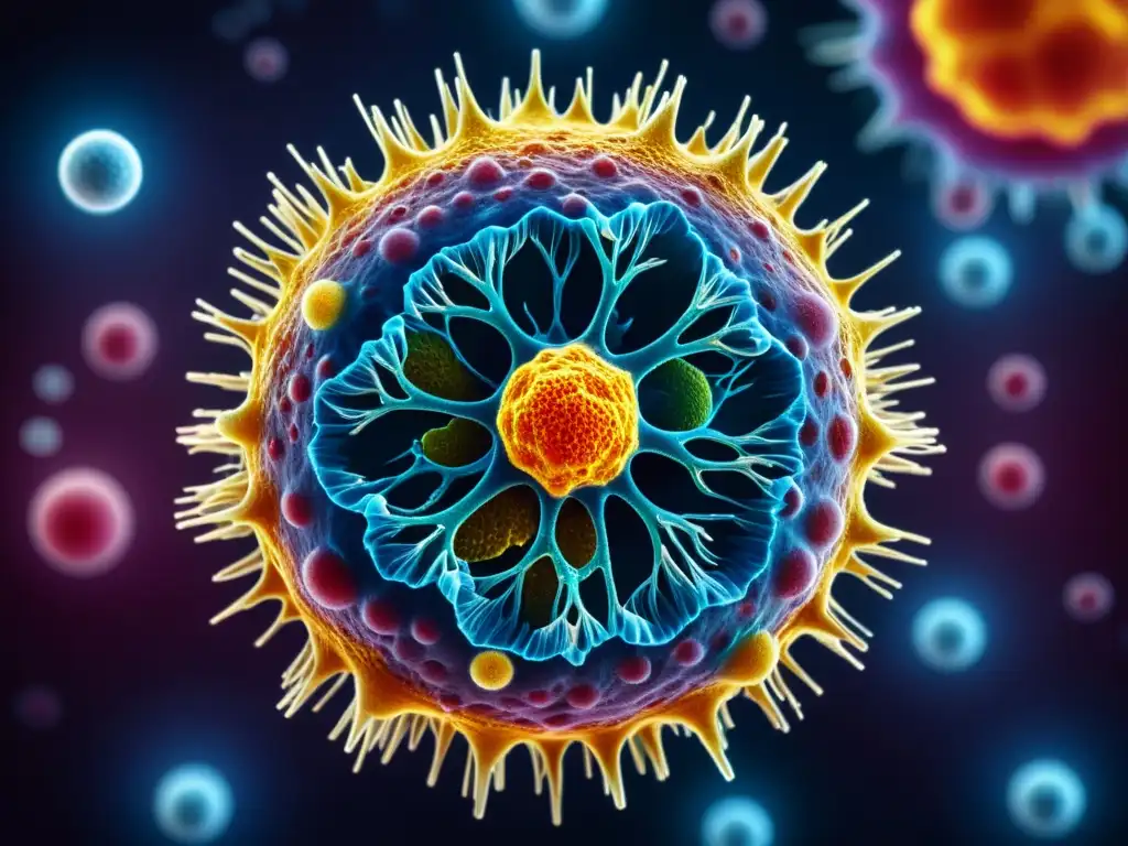 Increíble imagen de una célula inmune bajo microscopio Detalle ultradetallado de una célula inmune humana bajo microscopio, mostrando la complejidad del sistema inmunológico humano fortalecimiento