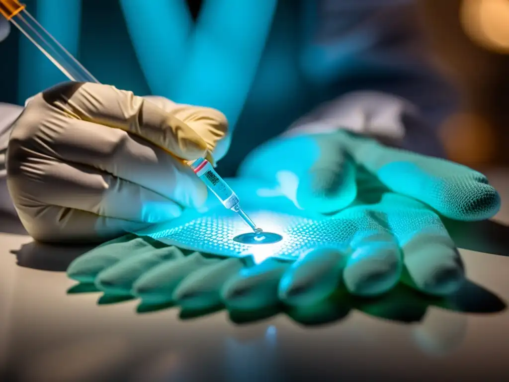 Preparación experta de tratamiento de inmunidad pasiva Detalle ultrapreciso de profesional médico preparando inmunidad pasiva, transmitiendo expertise y tecnología médica moderna