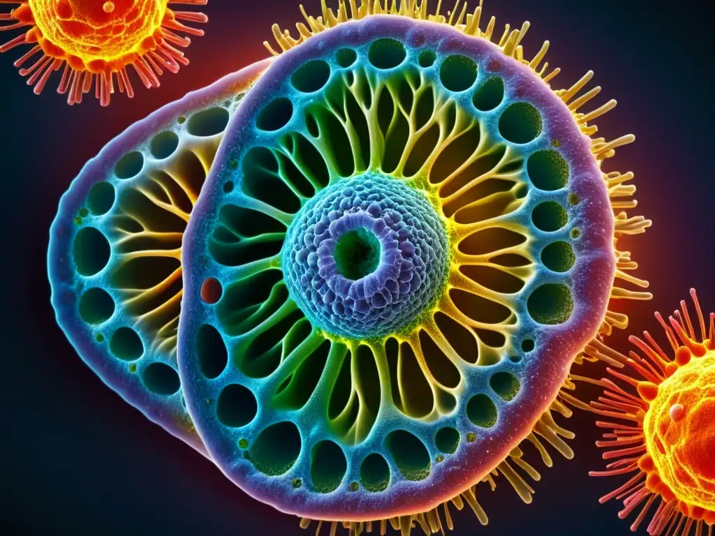 Microscópica célula humana resalta glutatión Detalle vibrante de una célula humana, resaltando el papel del glutatión en el sistema inmunológico y la detoxificación celular