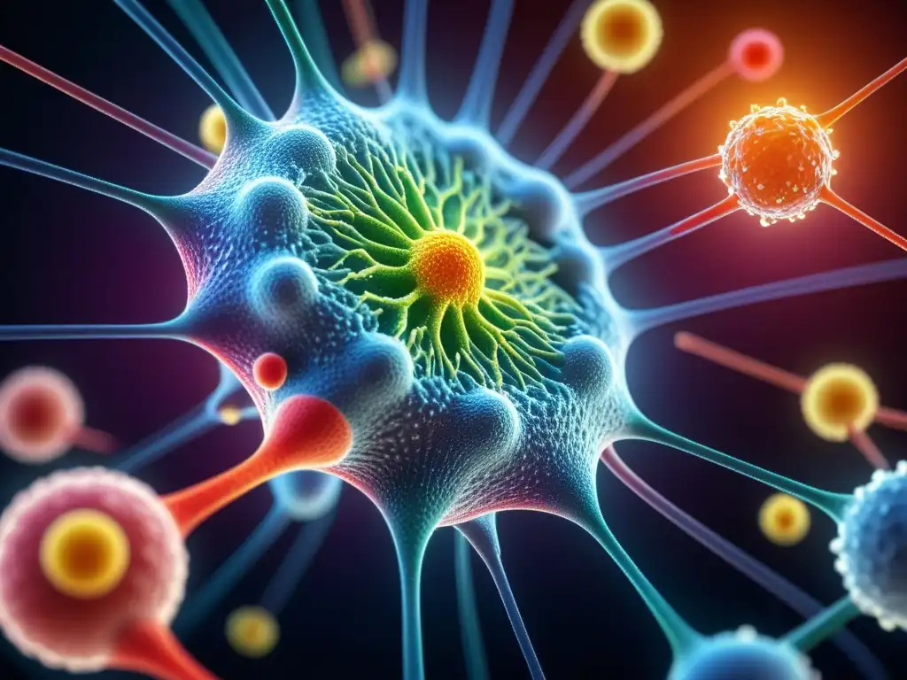 La belleza molecular del sistema inmunitario humano Detalle vibrante de la función receptores reconocimiento patrones inmunológico, mostrando la compleja estructura molecular en células inmunes