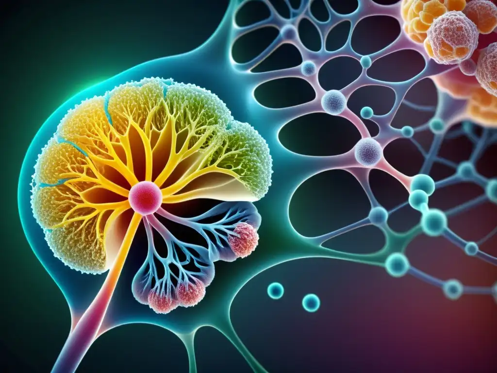 Redes mucosas del cuerpo humano: defensas naturales Detalle vibrante de redes mucosas en el cuerpo humano, resaltando la importancia de las barreras naturales del sistema inmunológico