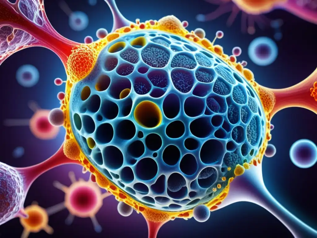 Red Inmune: Detalle Asombroso del Cuerpo Humano Detalle vibrante del sistema inmunológico humano, destacando su red intricada