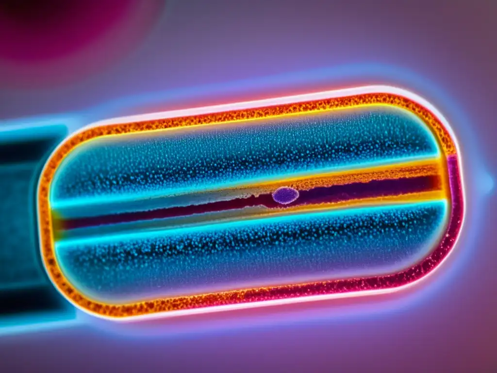 Microscopio revela tejido inflamado en colitis ulcerosa Detalle vibrante de tejido intestinal inflamado, resaltando el aspecto biológico de la colitis ulcerosa