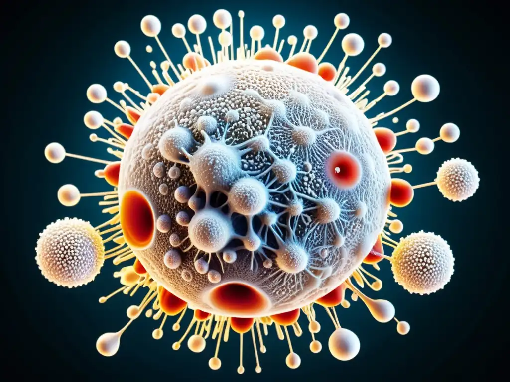Detalle vívido del sistema inmunológico humano en acción, con células blancas combatiendo patógenos y anticuerpos neutralizando virus